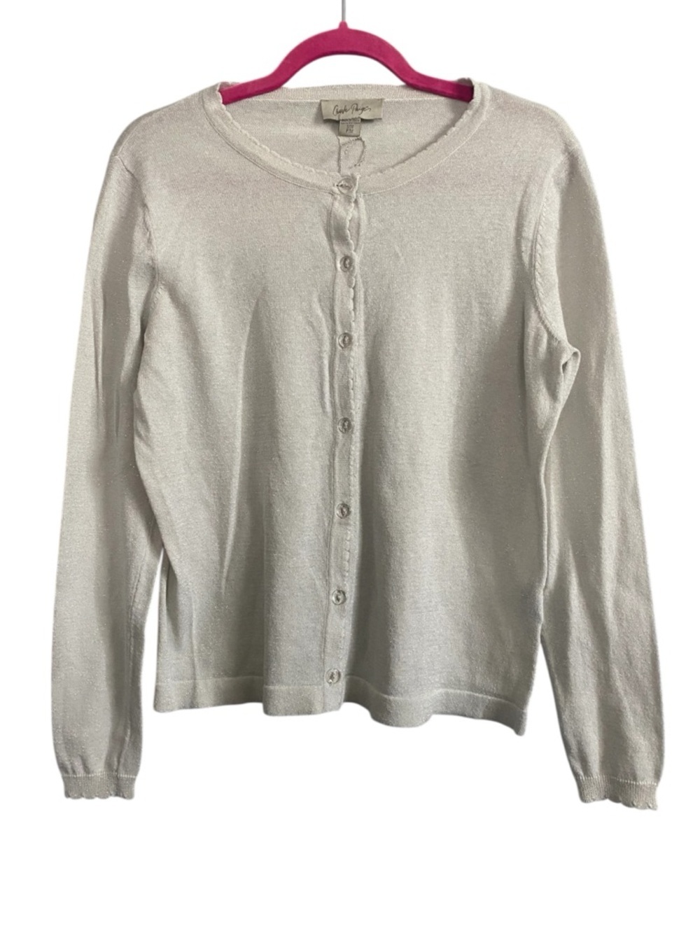 Charlie Paige Cotton Blend Shimmer Button Up Small/Medium Casual Natural NWT